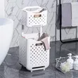 2-Tier Laundry Hamper na Magurudumu - 3