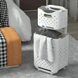 2-Tier Laundry Hamper na Magurudumu - 4
