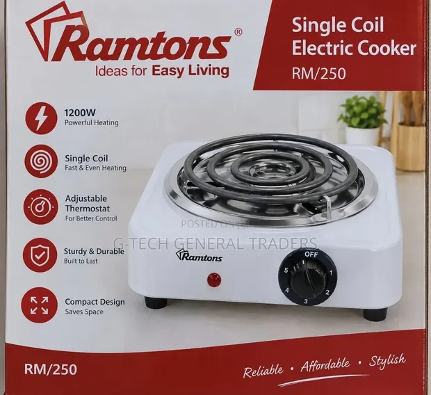 Ramtons RM/250 Single Coil Electric Cooker 1200W - 1