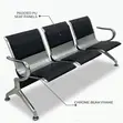 Black Padded Reception Bench with Armrest - 1