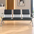 Black Padded Reception Bench with Armrest - 3