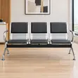 Black Padded Reception Bench with Armrest - 4