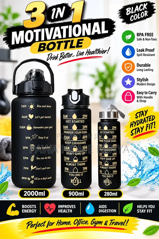 3-in-1 Motivational Water Bottle - 1