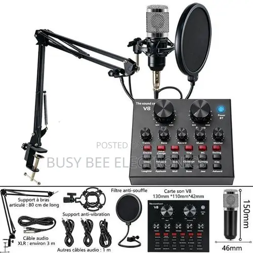 V8 Live Streaming Microphone Kit - Bluetooth Kupunguza Kelele - 1