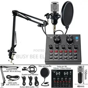 V8 Live Streaming Microphone Kit - Bluetooth Kupunguza Kelele