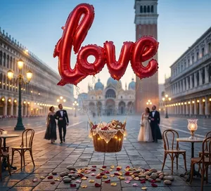Bright Red Cursive 'Love' Foil Balloon