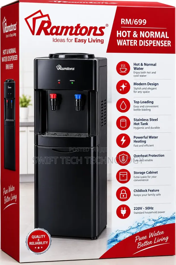 Ramtons Water Dispenser - Moto na Kawaida - Nyeusi - 1