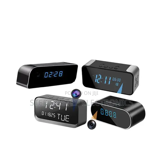 Full HD Indoor Monitor WiFi Alarm Clock Hidden Spy Camera - 1