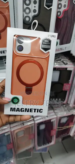 Orange Magnetic Case with Ring Stand for iPhone 12 Pro