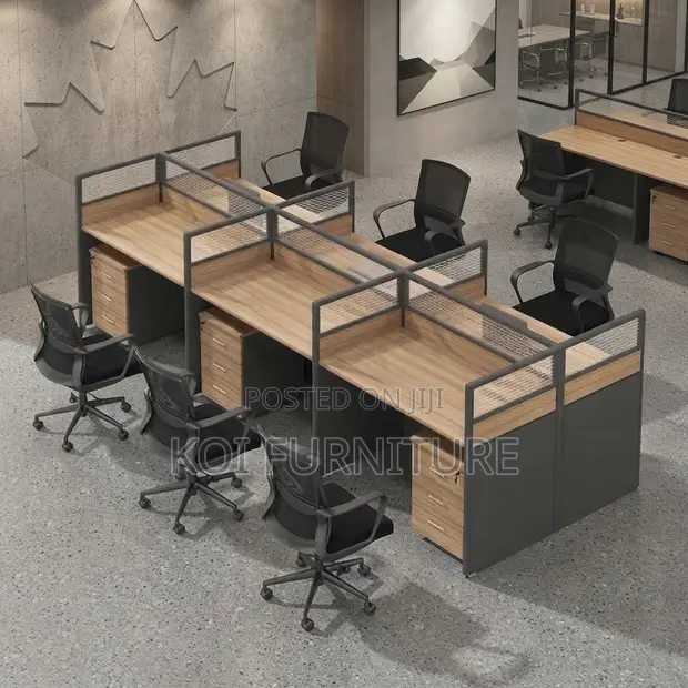 Six-User MDF Modular Straight Office Workstation - 1