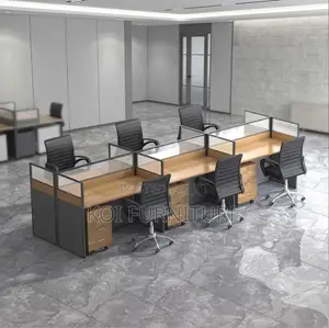 Six-User MDF Modular Straight Office Workstation