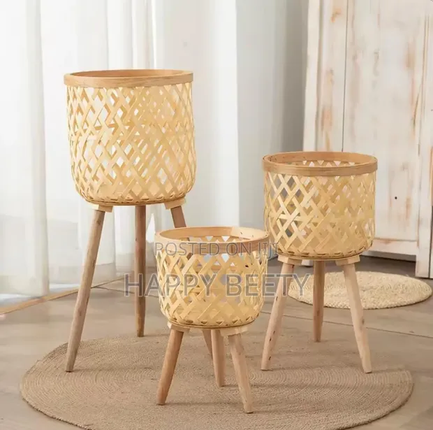 BohoBlack Rattan Plant Stand Set of 3 - 1