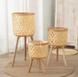 BohoBlack Rattan Plant Stand Set of 3 - 1