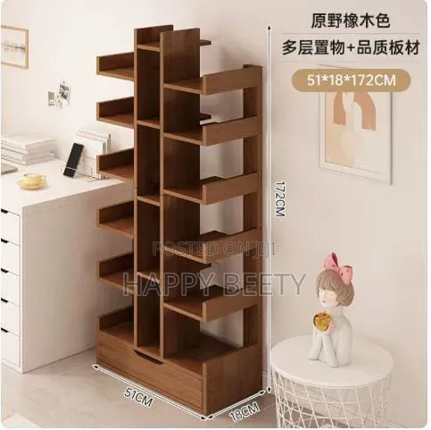 Multipurpose Bamboo Bookshelf with Drawer - 1