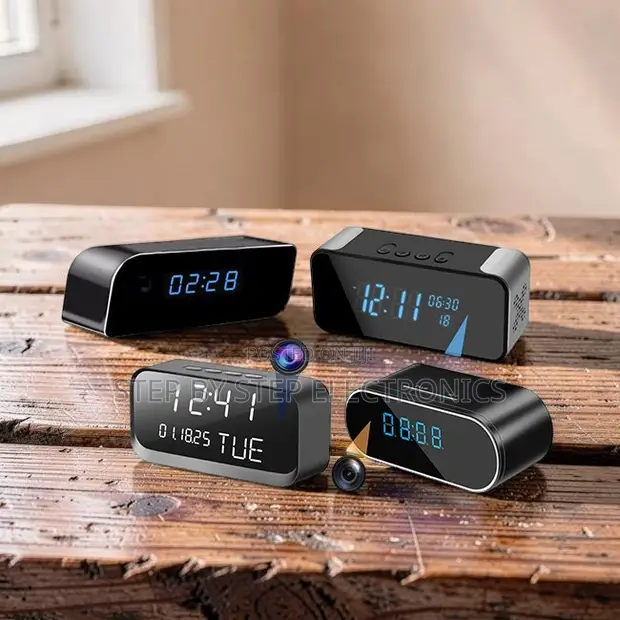 Compact WiFi Alarm Clock Hidden Spy Camera 4K - 1