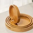 Terei za Kuhudumia za Mviringo za Mianzi zenye Vishikizo (Seti ya 4) - 4