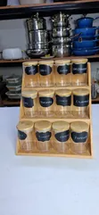 3 Tier Bamboo Spice Rack na Jari 12 za Kioo - 2