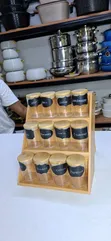 3 Tier Bamboo Spice Rack na Jari 12 za Kioo - 4