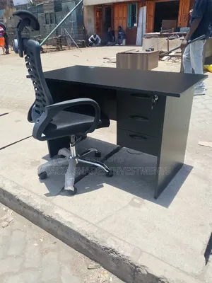 SK Particle Board Desk with Headrest - Gray