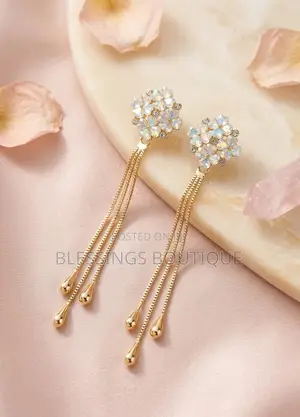 Wisteria Falls Rhinestone Earrings - Gold Plated