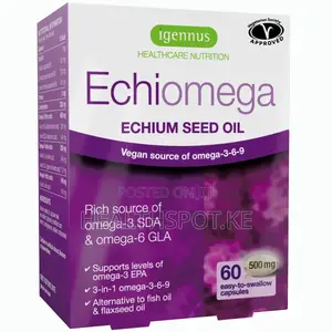 Igennus Echiomega Echium Seed Oil 500mg Vegan Omega-3-6-9, Softgels 60