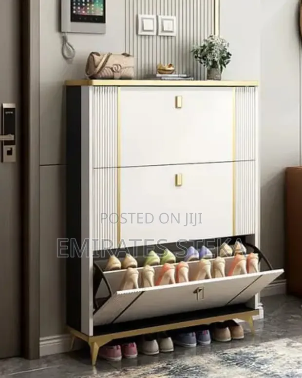 Modern Bucket Flip Shoe Rack (White) - 1