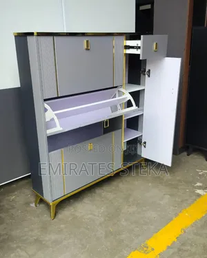 Modern Bucket Flip Shoe Cabinet - Grey