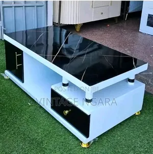 Meza ya Kahawa Nyeusi ya Kisasa Yenye Uhifadhi