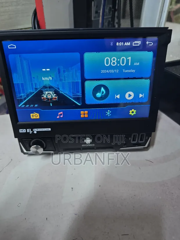 7 Inch Retractable Touch Screen Android Car Radio - 64GB - 1