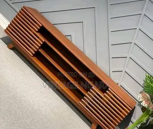 Luxury Slatted Wooden TV Stand
