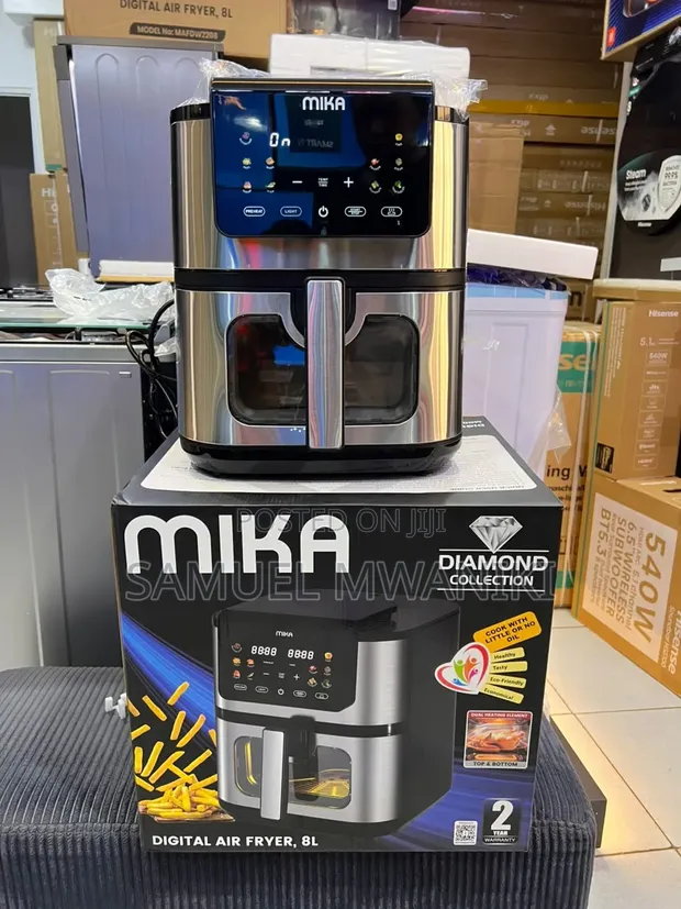 MIKA 8L Air Fryer Black & Stainless Steel - 1