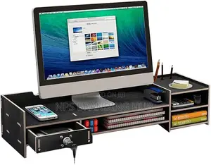 Bamboo Monitor Stand with Desk Storage Organizer