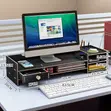 Bamboo Monitor Stand with Desk Storage Organizer - 3