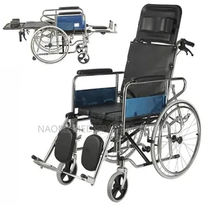 180° High Back Manual Reclining Wheelchair with Commode & Footrest