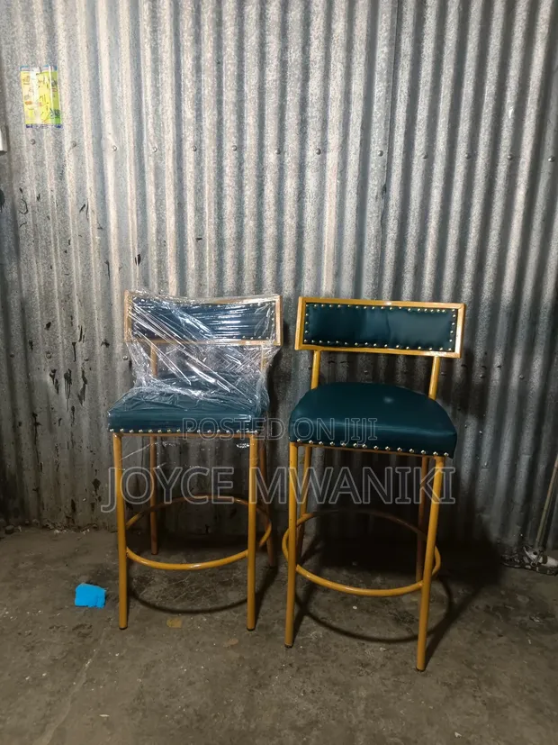 Modern Luxury High Bar/Counter Chair - Green & Gold - 1