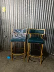 Modern Luxury High Bar/Counter Chair - Green & Gold - 1
