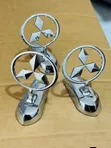 Shiny Silver Mitsubishi Stand Bonnet Mount Badge - 2
