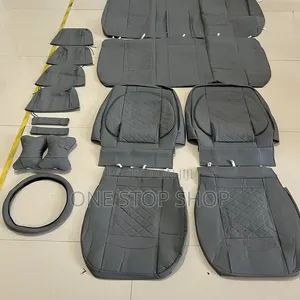 Vifuniko vya Viti vya Ngozi Grey Vilivyopambwa kwa Almasi - Mbele na Nyuma