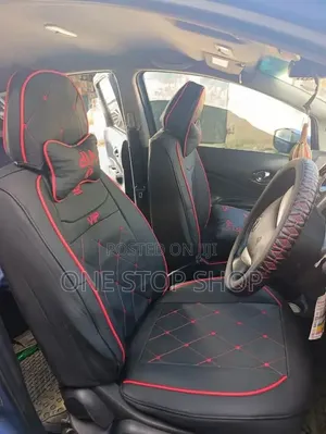 BlackVip Premium Diamond Leather Seat Covers na Red Piping