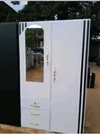 Modern 2-Door Wooden Wardrobe with Mirror - 1