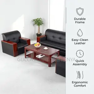 5-Seater Imported Sofa Set - Black Leather