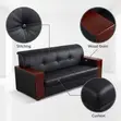 5-Seater Imported Sofa Set - Black Leather - 4