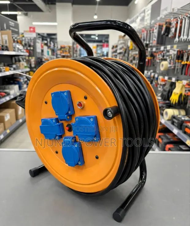Heavy-Duty Portable Extension Cable Reel with 4 Sockets - 1