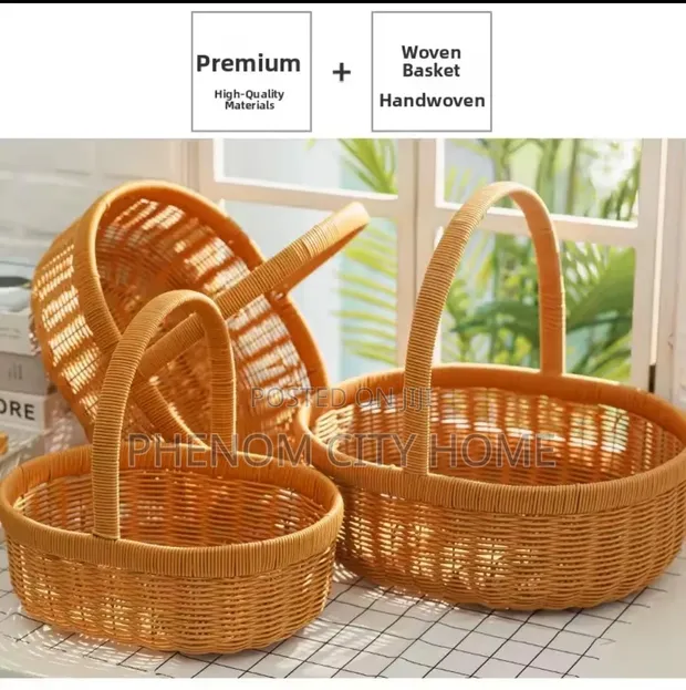 Vintage Willow Style Rattan Baskets (Set of 3) - 1