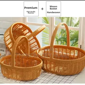 Vintage Willow Style Rattan Baskets (Set of 3)