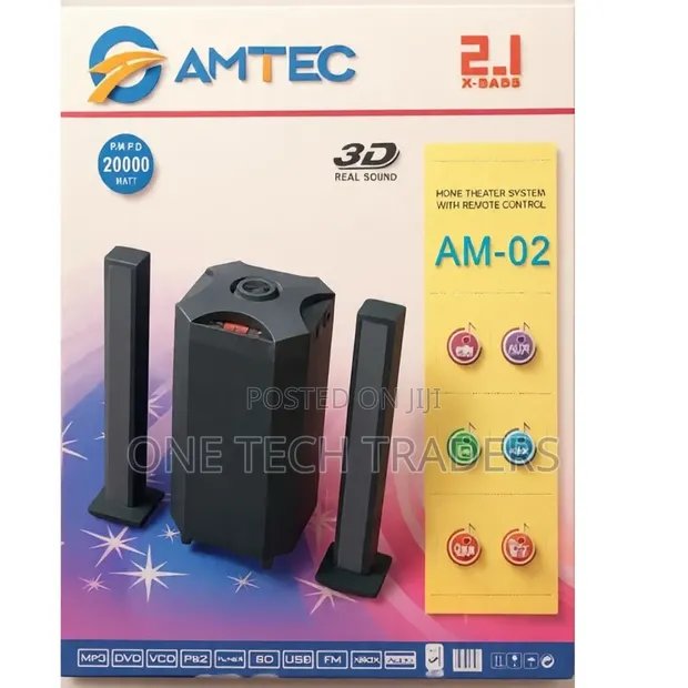 Amtec AM-02 2.1CH Woofer System - Bluetooth, USB, SD, FM, Remote - 1