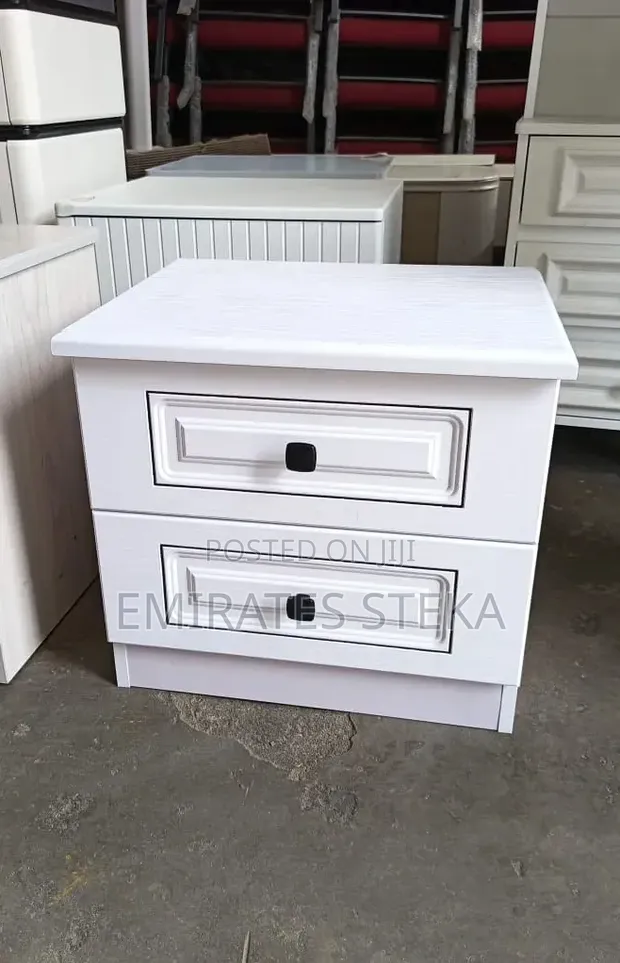 Imported Contemporary Two-Drawer Bedside Table - White - 1