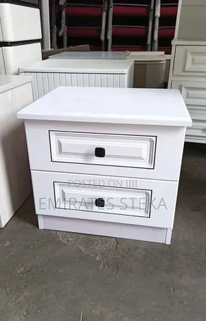 Imported Contemporary Two-Drawer Bedside Table - White