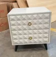 Classy Imported Bedside Table with Gold Ring Accents - 2