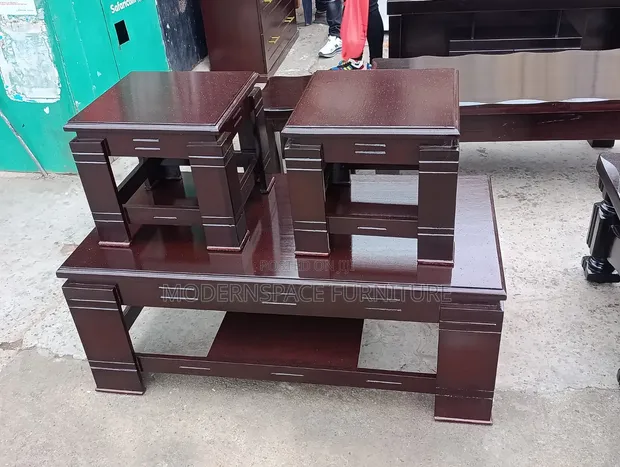Set ya Meza ya Kahawa ya Mahogany ya Kisasa - 1